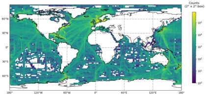 Spatial distribution of SOCAT fCO2